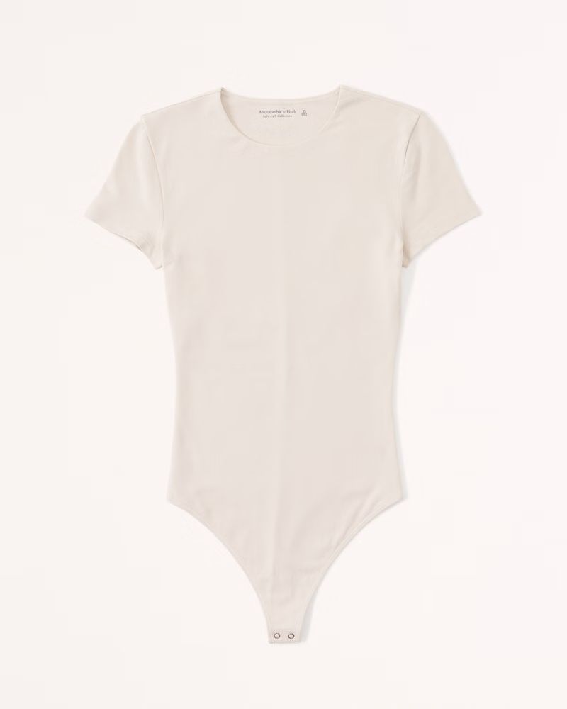 Short-Sleeve Cotton-Blend Seamless Fabric Crew Bodysuit | Abercrombie & Fitch (UK)