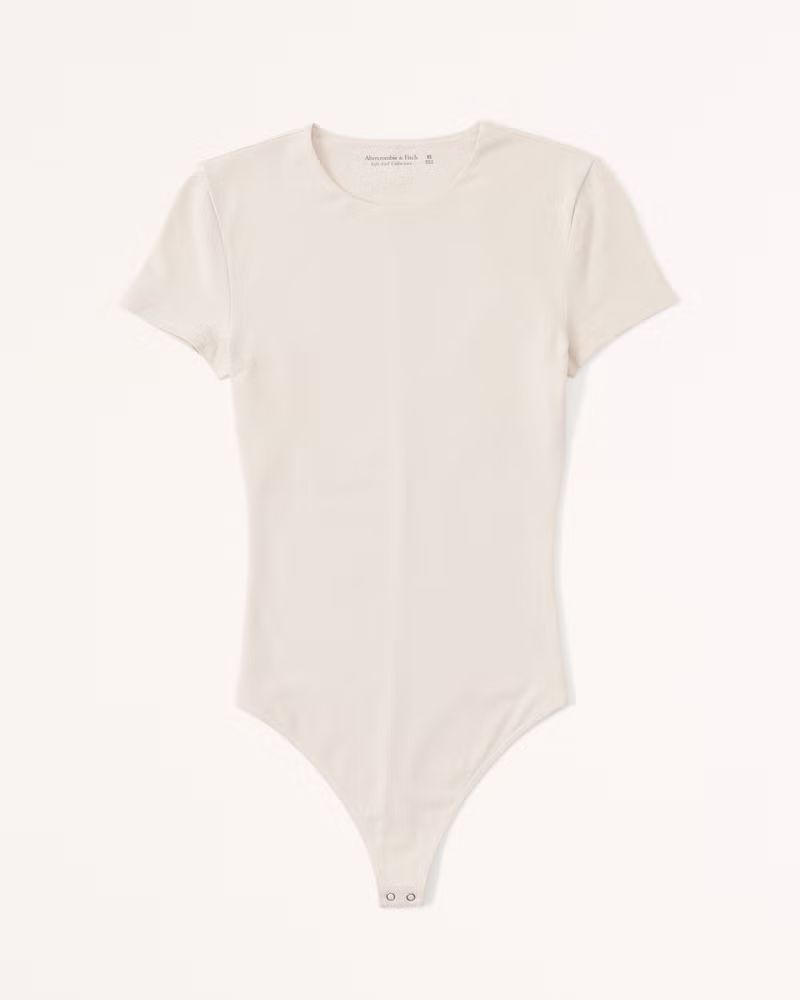 Women's Short-Sleeve Cotton-Blend Seamless Fabric Crew Bodysuit | Women's Clearance | Abercrombie... | Abercrombie & Fitch (US)