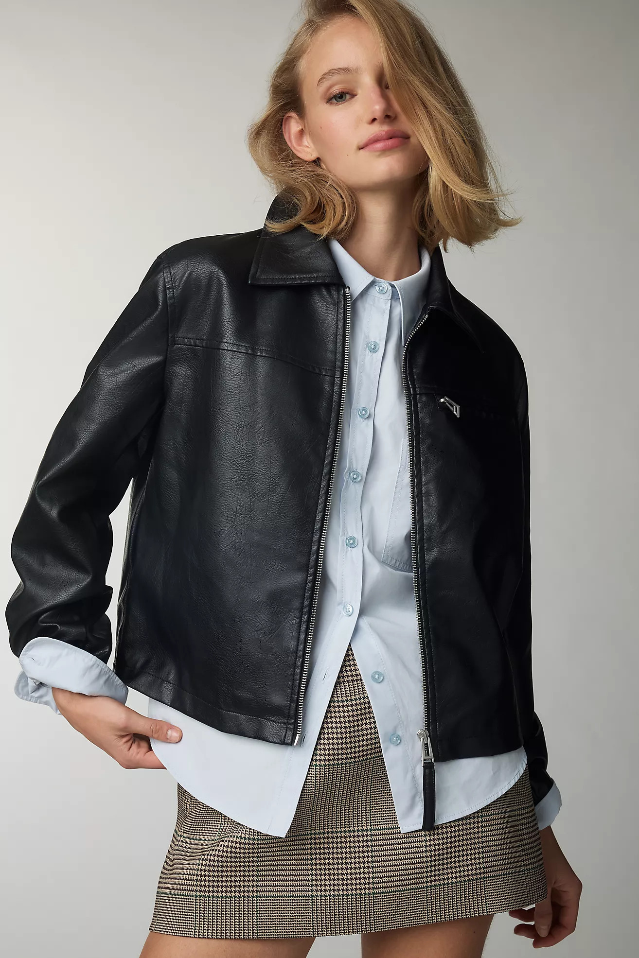 Pilcro Faux Leather Crop Moto Jacket | Anthropologie (US)