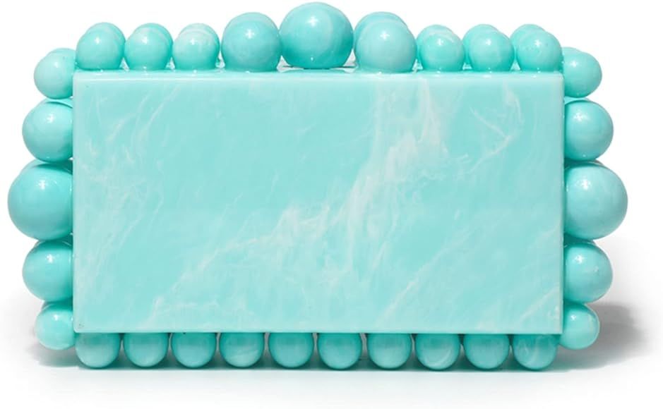 SharPlus Beaded Pearl Clutch Purse for Women, Handmade Marble Evening Bag Acrylic Handbag for Prom P | Amazon (US)