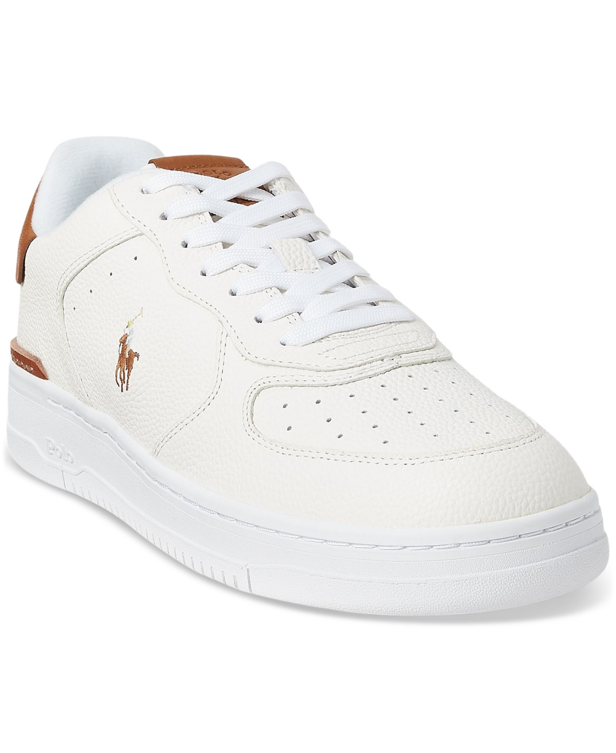 Polo Ralph Lauren Men's Masters Court Lace-Up Sneakers - Deckwash White/tan | Macy's