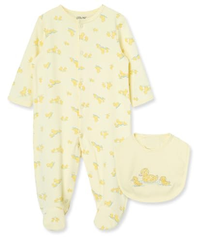Little Me Baby Girls 2 Piece Cotton Footie and Bib Set | Amazon (US)