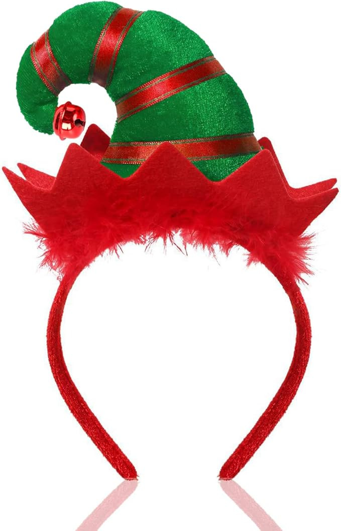 Elf Hat Headband Christmas Halloween Holiday Party Cute Hair Hoop Headwear for Adult girls | Amazon (US)