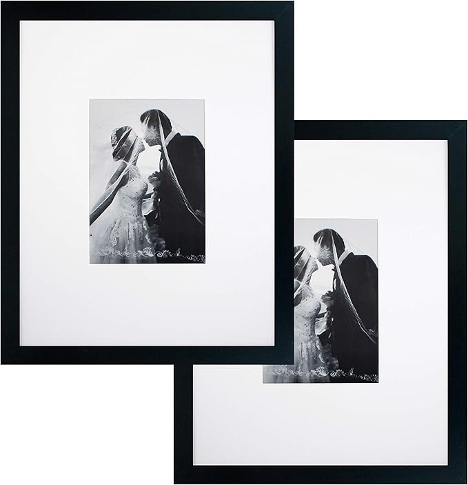 11x14 Black Gallery Picture Frame with 5x7 Mat 2-Pack - Great Gift - Mat for Wedding and Celebrat... | Amazon (US)