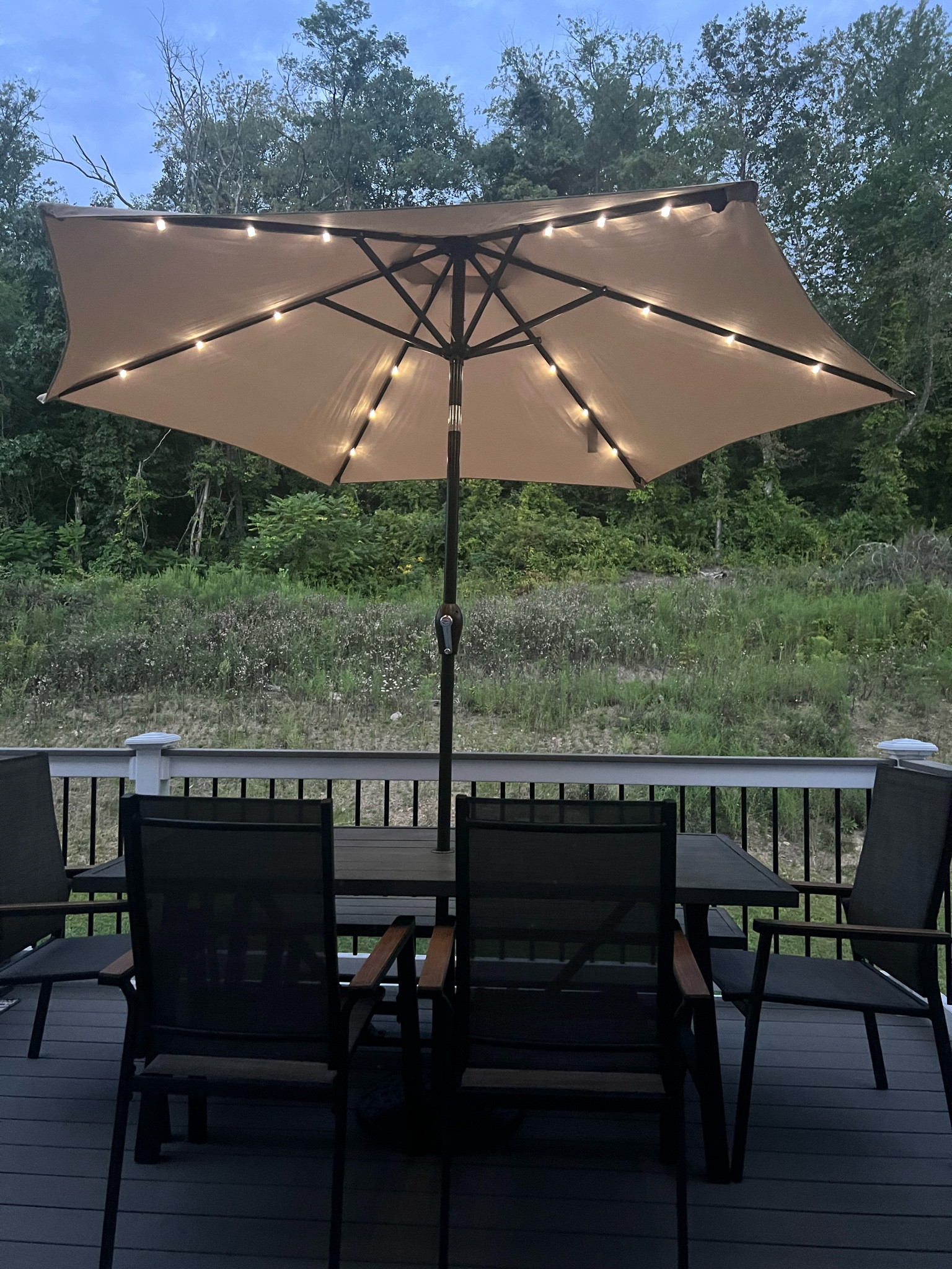 I love this outdoor umbrella! It tilts and also has LED solar powered lights that you can turn on with a switch! I have the beige color, but there are many other great options! 

#targethome #targetfind #outdoorumbrella #umbrella #patioumbrella 

#LTKhome #LTKSeasonal