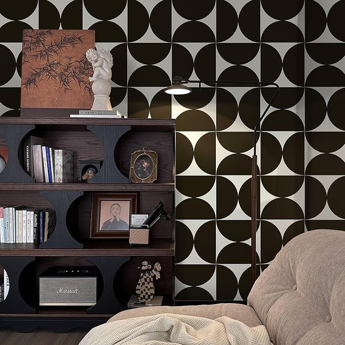 Dimoon 236"x17.3"Geometric Peel and Stick Wallpaper Brown and Beige Wallpaper Square Contact Pape... | Amazon (US)