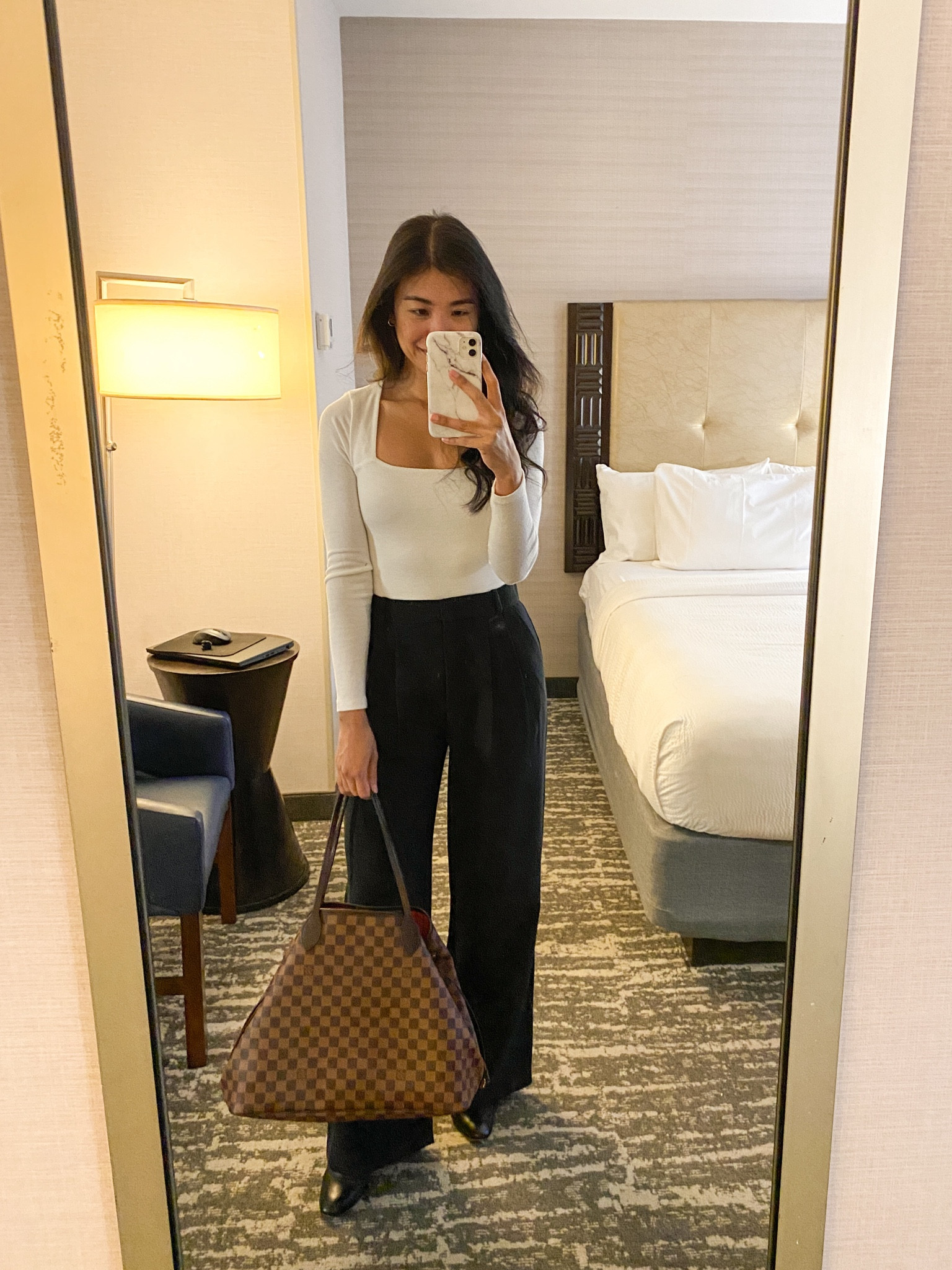 Work outfit of the day Abercrombie bodysuit and trousers 

#LTKworkwear #LTKtravel #LTKsalealert