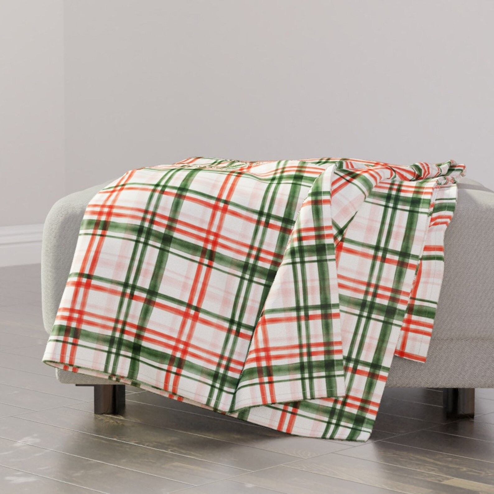 Rustic Throw Blanket - Christmas Watercolor Plaid by littlearrowdesign - Tartan  Green Red Pink T... | Etsy (US)