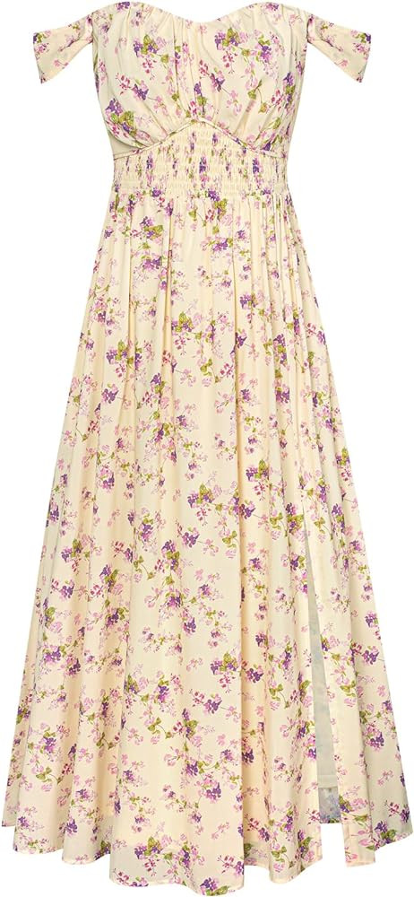 GRACE KARIN 2026 Women's Summer Floral Print Flowy A Line Maxi Dresses Sleeveless Smocked Off Sho... | Amazon (US)