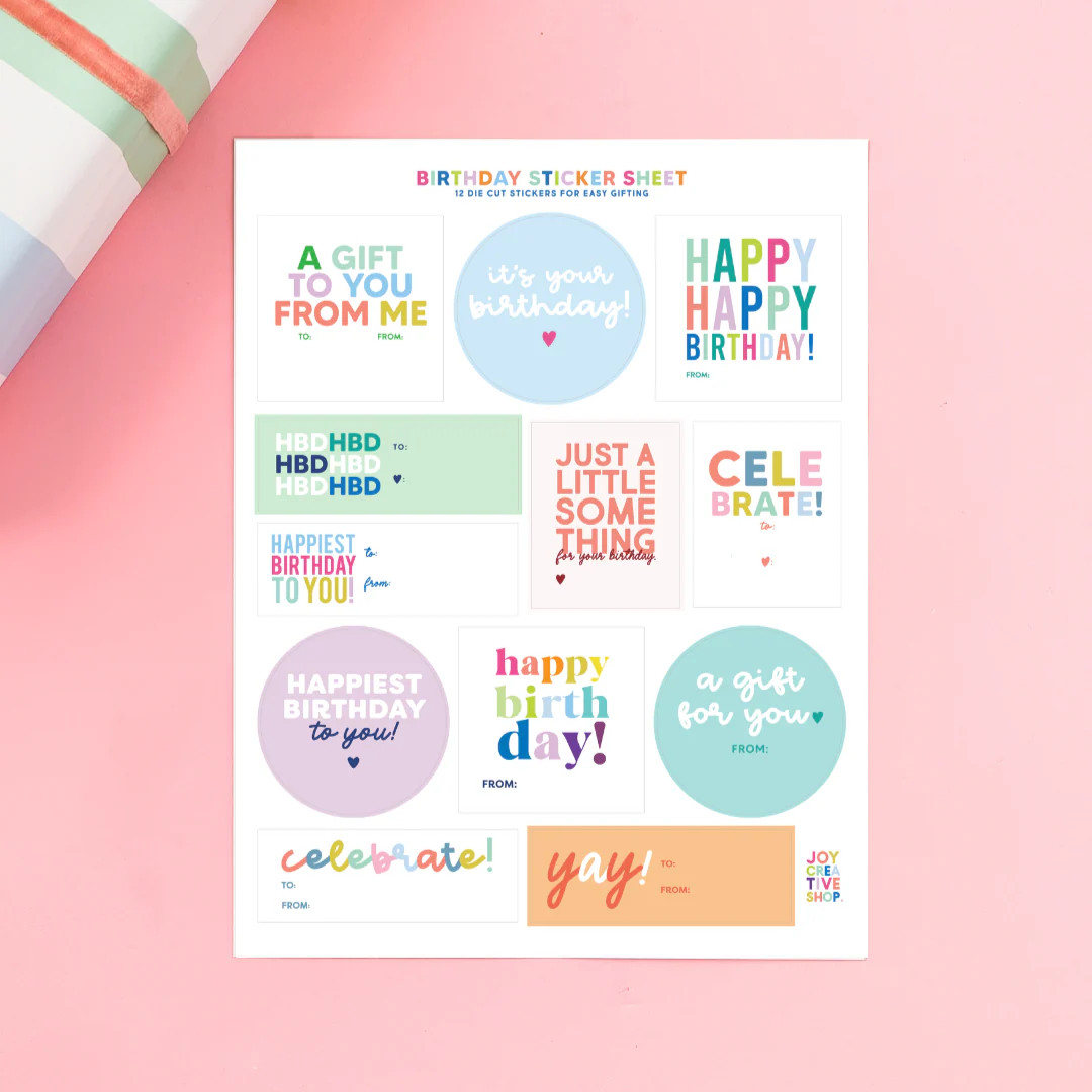 Assorted Birthday Sticker Sheets | Joy Creative Shop