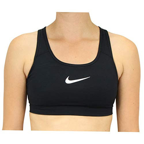 Women's Nike Swoosh Sports Bra, Sports Bra for Women with Compression & Medium Support, Black/White, Large | Amazon (US)