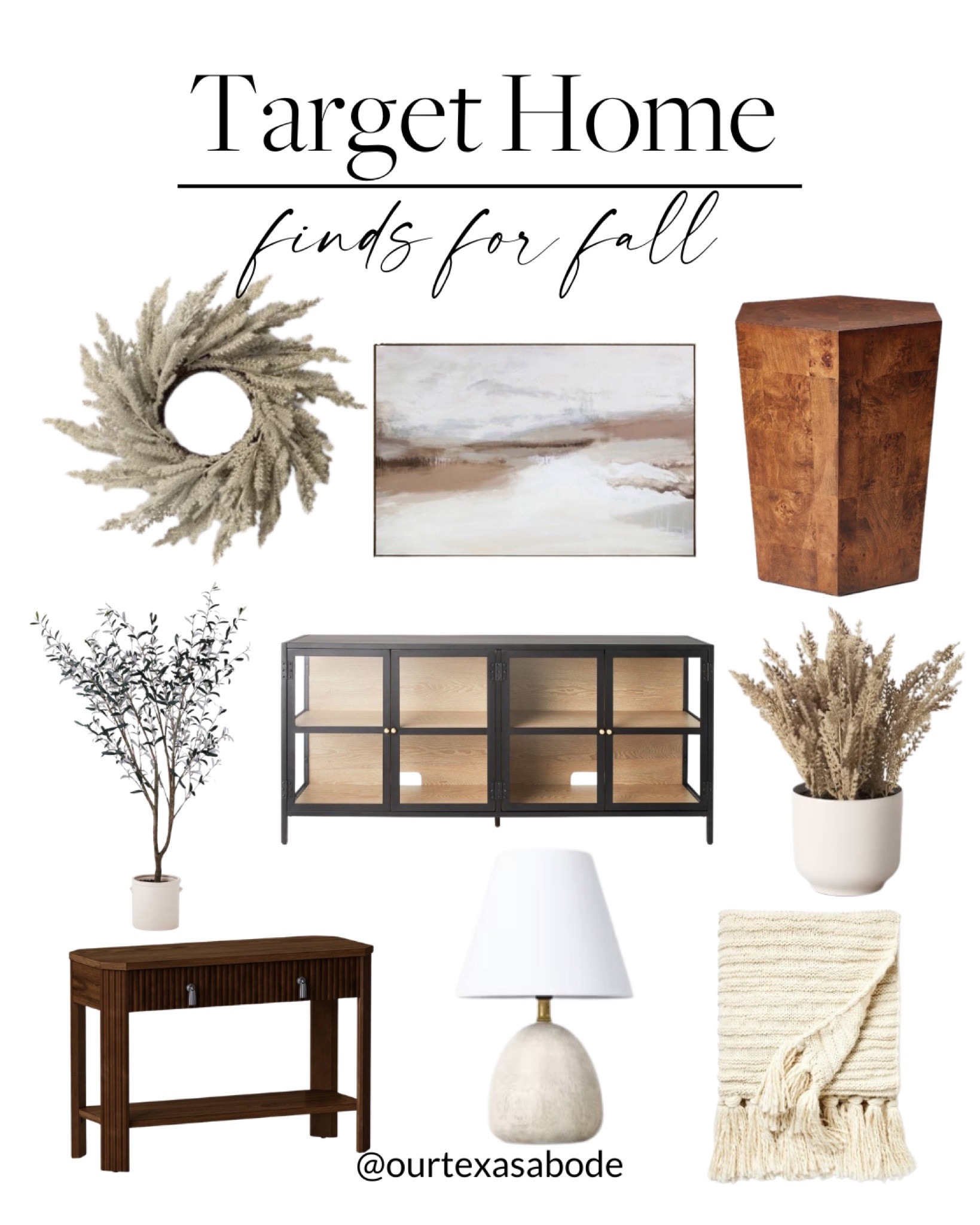 Target Home Finds for fall 🙌🏻🙌🏻

Fall wreath, neutral decor, transitional home style, neutral throw, table lamp, artwork, side table, console table

#LTKStyleTip #LTKFindsUnder100 #LTKHome