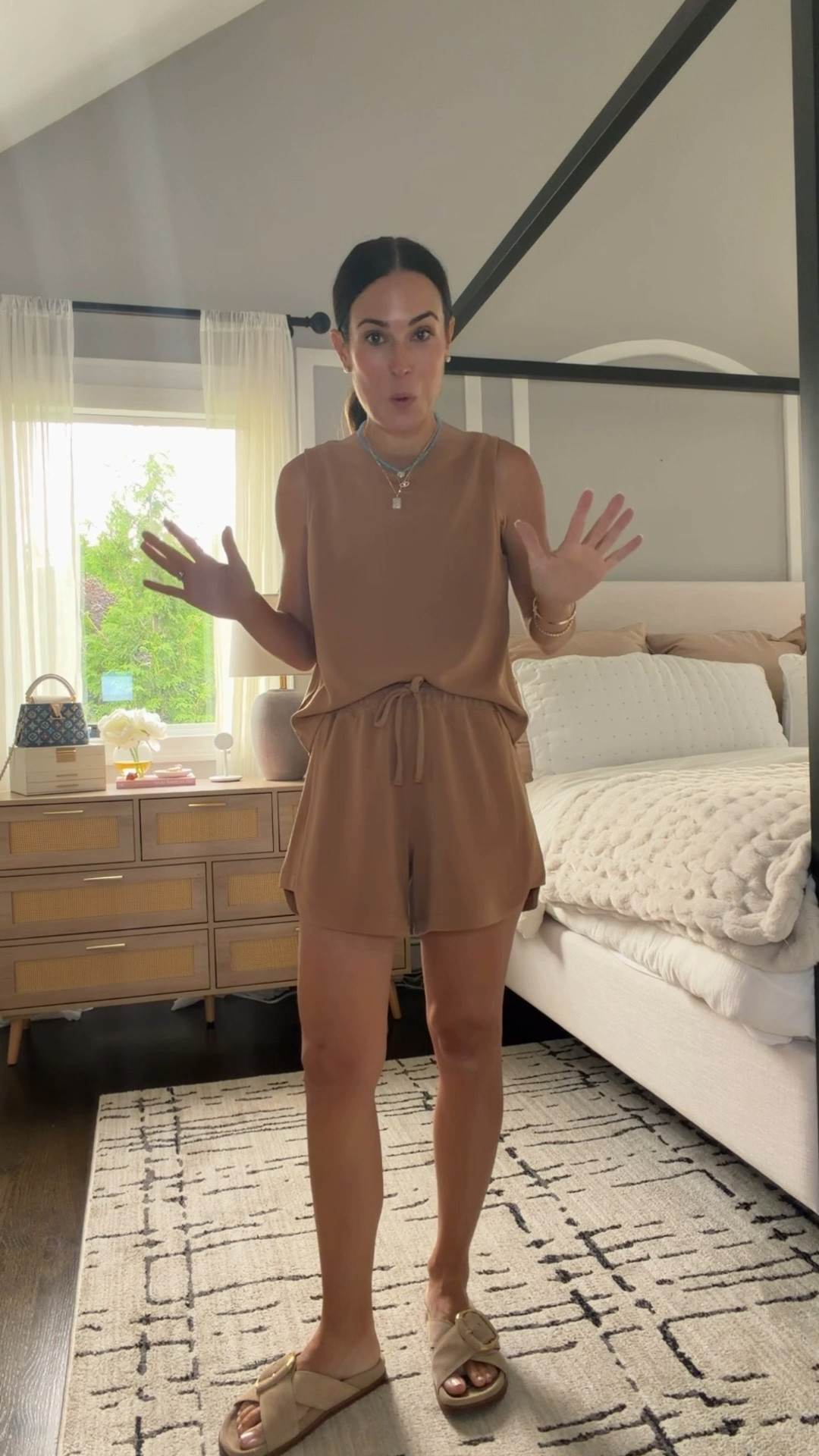 The softest little @spanx AirEssentials set 🤎 Lightweight, ridiculously comfortable and polished enough to wear out of the house. Such an easy mom-on-the-go outfit! Wearing an XS in both the top and shorts. #spanxpartner

#LTKootd #LTKmomlife #LTKOver40