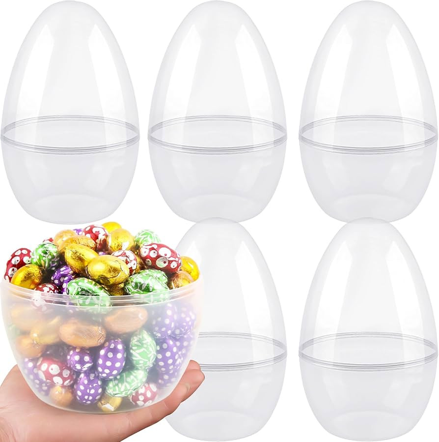 5 Pack 10 Inch Giant Clear Easter Eggs Jumbo Plastic Easter Eggs Large Fillable Transparent Easte... | Amazon (US)