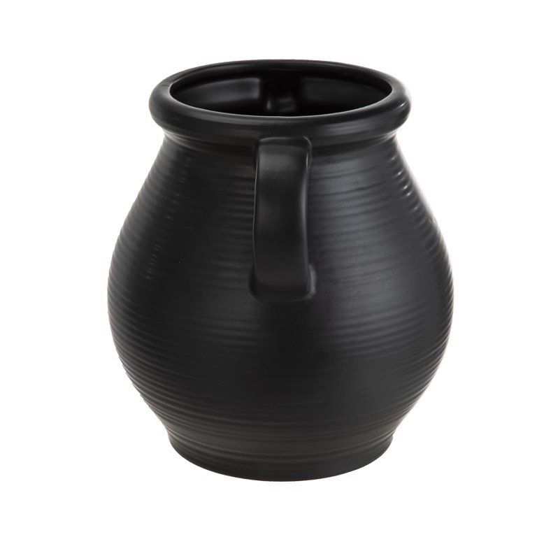 Mainstays Classic Black Ceramic Tabletop Vase with Ribbed Finish - Walmart.com | Walmart (US)