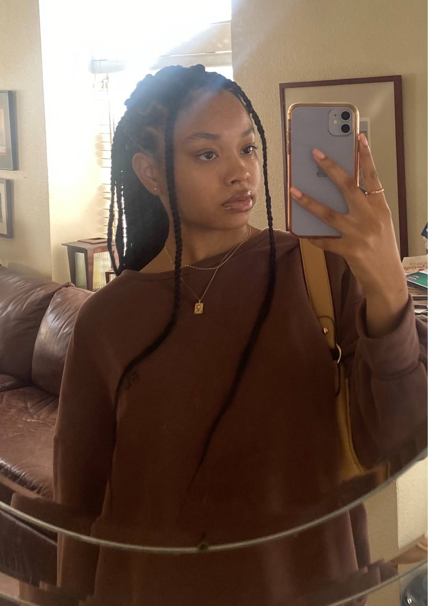 brown crewneck, brown sweatshirt, beige shoulder bag, snake skin bag, iphone clear phone case

#LTKstyletip #LTKitbag