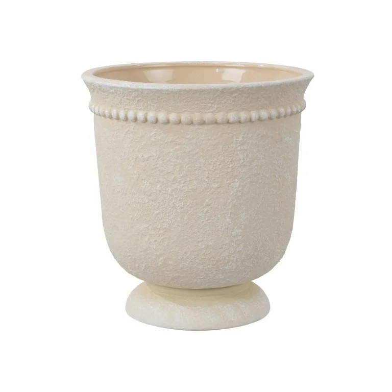 My Texas House 8" Cream Dot Urn - Ceramic Plant Pot, 8.1" Dia x 8.5" H | Walmart (US)