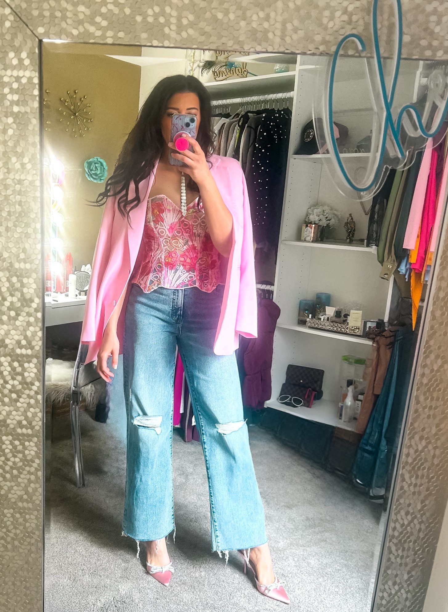 Petals & Pink. 🌸 

Taking this floral corset out for a spin and layering it with the perfect oversized blazer. It’s the ultimate "jeans and a cute top" upgrade.

#LTKootd #LTKdayinmylife #LTKgrwm