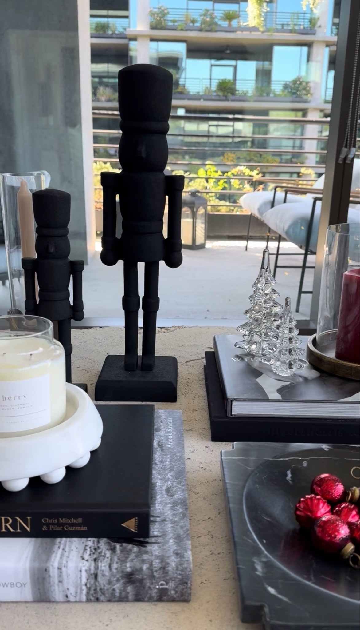 Modern coffee table styling for Christmas🎄

Modern nutcracker, marble tray, glass tree, hurricane

#LTKHome #LTKSeasonal