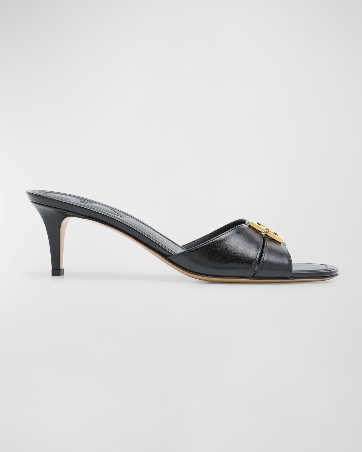 Fold Leather Kitten-Heel Sandals | Neiman Marcus