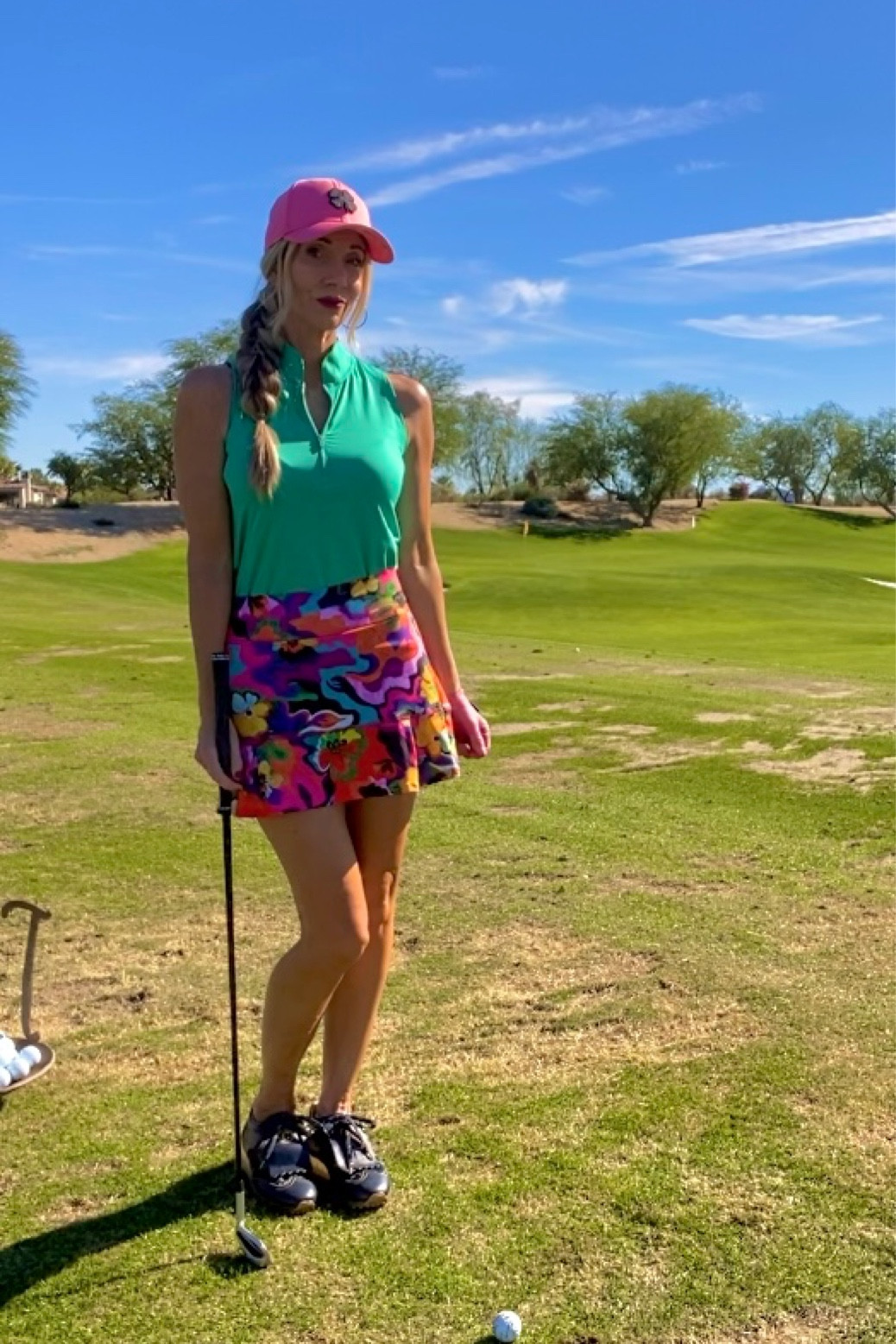 Golf outfit | Colorful skirt | Green polo | Women’s golf fashion. 
Super comfortable and stylish golf outfit. Perfect for on or off the course.
Skirt- Med from DonaJo
Polo-SML  from JoFit
#golf #golffashion #ltksports

#LTKCyberWeek #LTKHoliday #LTKfindsunder50
