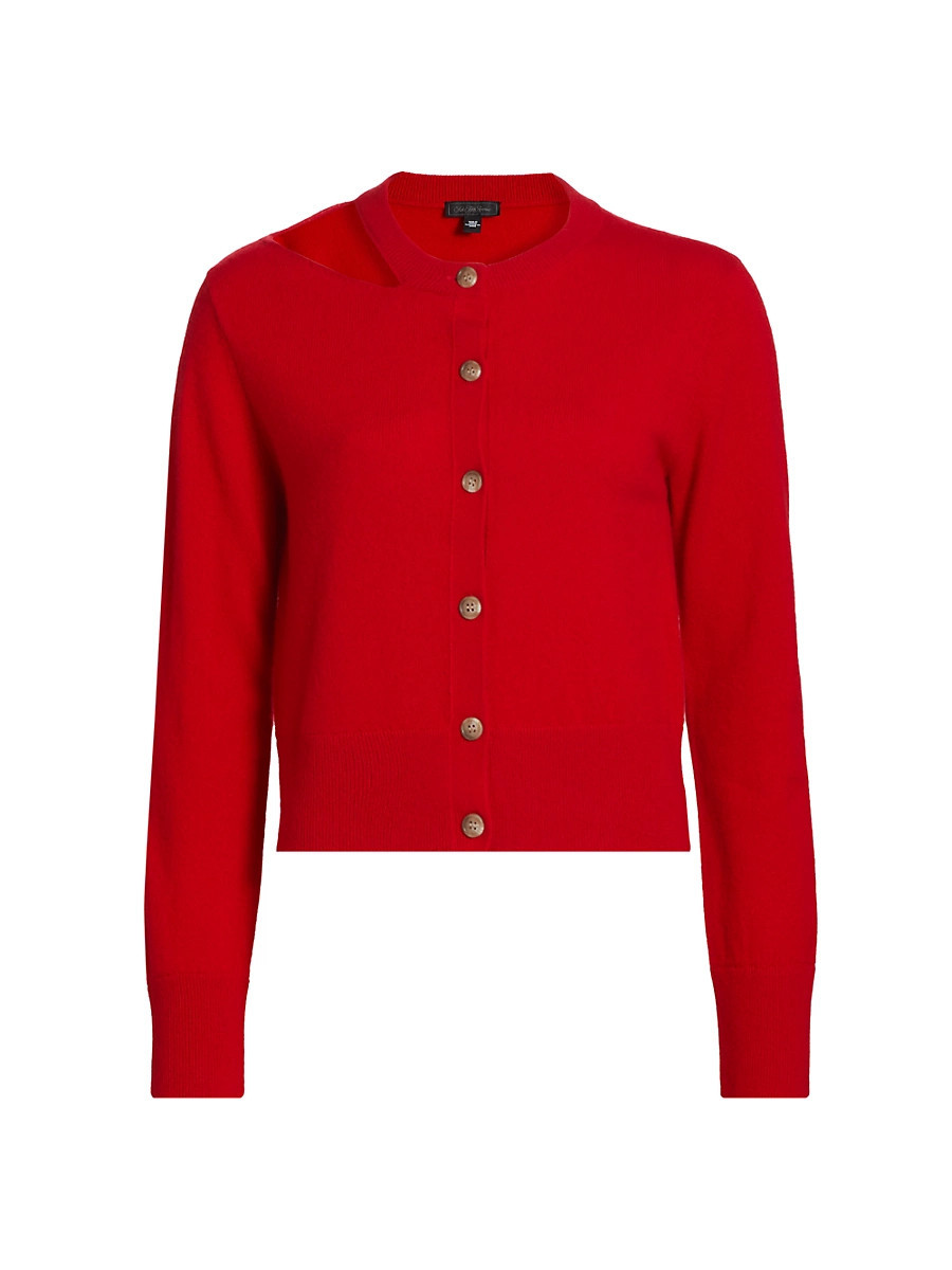 Women's Cut-Out Cashmere Cardigan - True Red - Size XS | Saks Fifth Avenue
