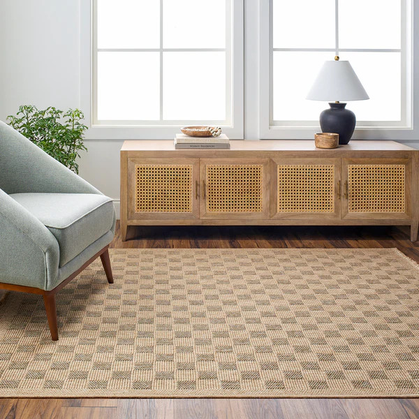 Livabliss Mirage Checker Indoor/Outdoor Rug | Paynes Gray