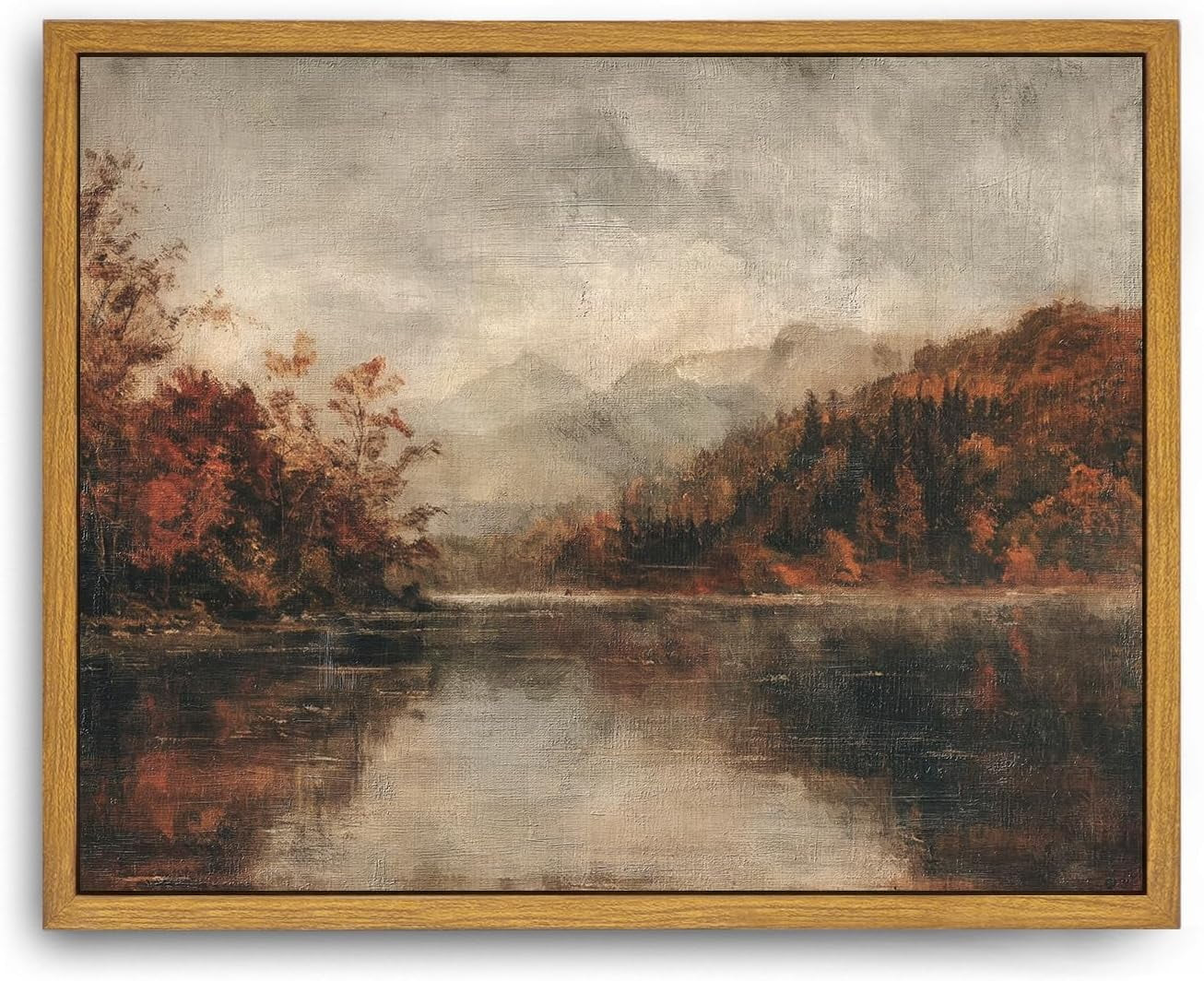 AatoeaX Canvas Wall Art Vintage Print Fall Lake Landscape Oil Paintings Autumn Rustic Moody Earth... | Walmart (US)