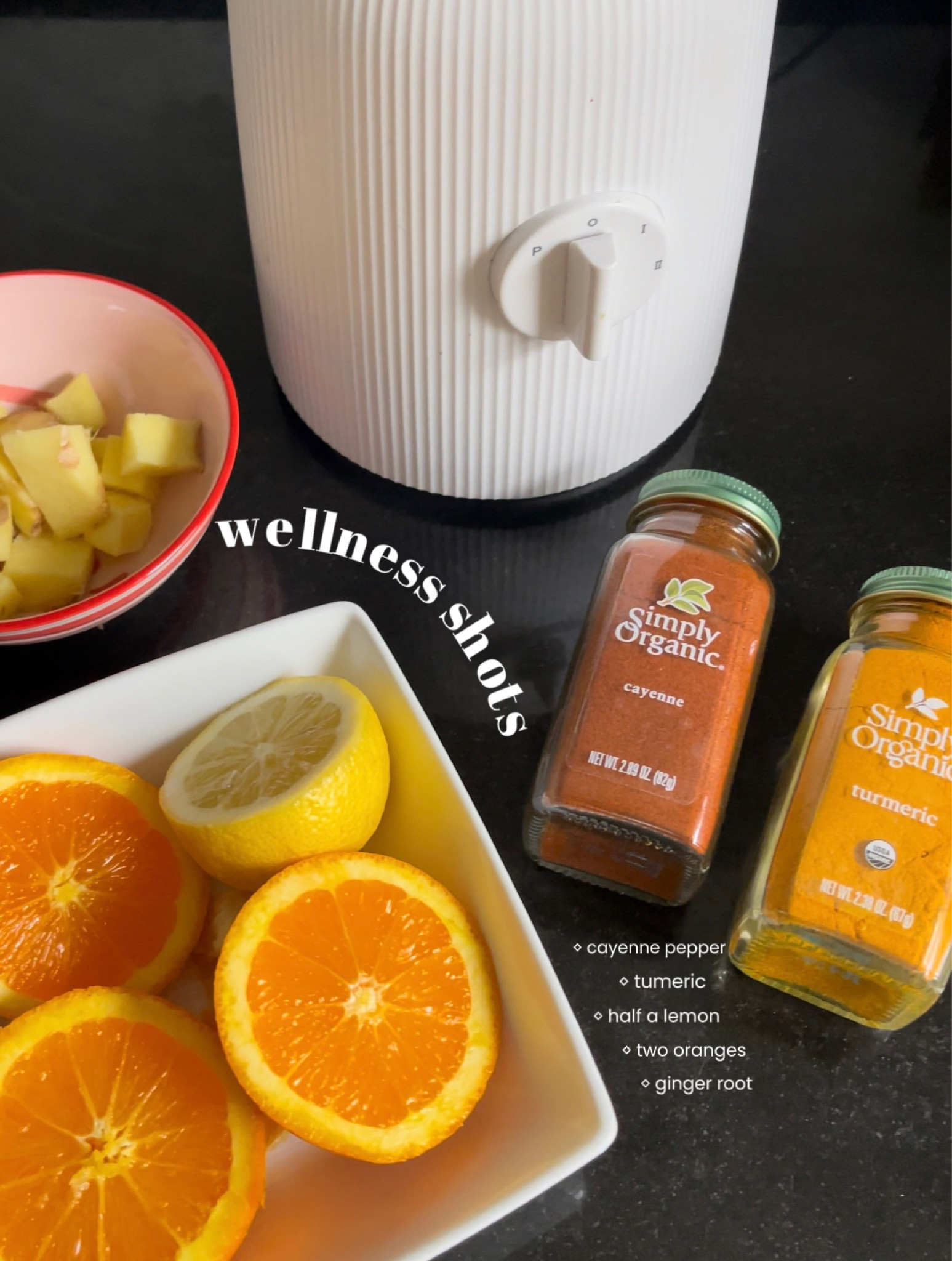 no juicer? no problem. 🥰
 make #wellnessshots with me  ingredients • 1/3 cup chopped ginger root • 2 oranges peeled • 1/2 lemon peeled • 1/8 tsp. cayenne pepper • 1/2 tsp. tumeric  • 1 cup of water
 1. blend all ingredients until smooothhh 2. pour the blended mixture over a cheesecloth  3. strain out the pulp (this step can get messy 🤭🤣) 4. pour into shot glasses (i got these plastic ones for $3 at the grocery store!) 5. store in the fridge & take one every morning ☀️  why am i making & taking wellness shots? 
recently, my skin has been so bad and i want to make a change. i am implementing the medical medium practices into my lifestyle. i will share more regarding my daily habits, recipes, progress i see, tips, and whatever else you want to see! i want to share this journey incase anyone else is going through something similar and could use it as inspiration.  #medicalmedium #medicalmediumprotocol #gingershotrecipe #juicingforthegut #juicingrecipes  #skinjourney  

#LTKGiftGuide