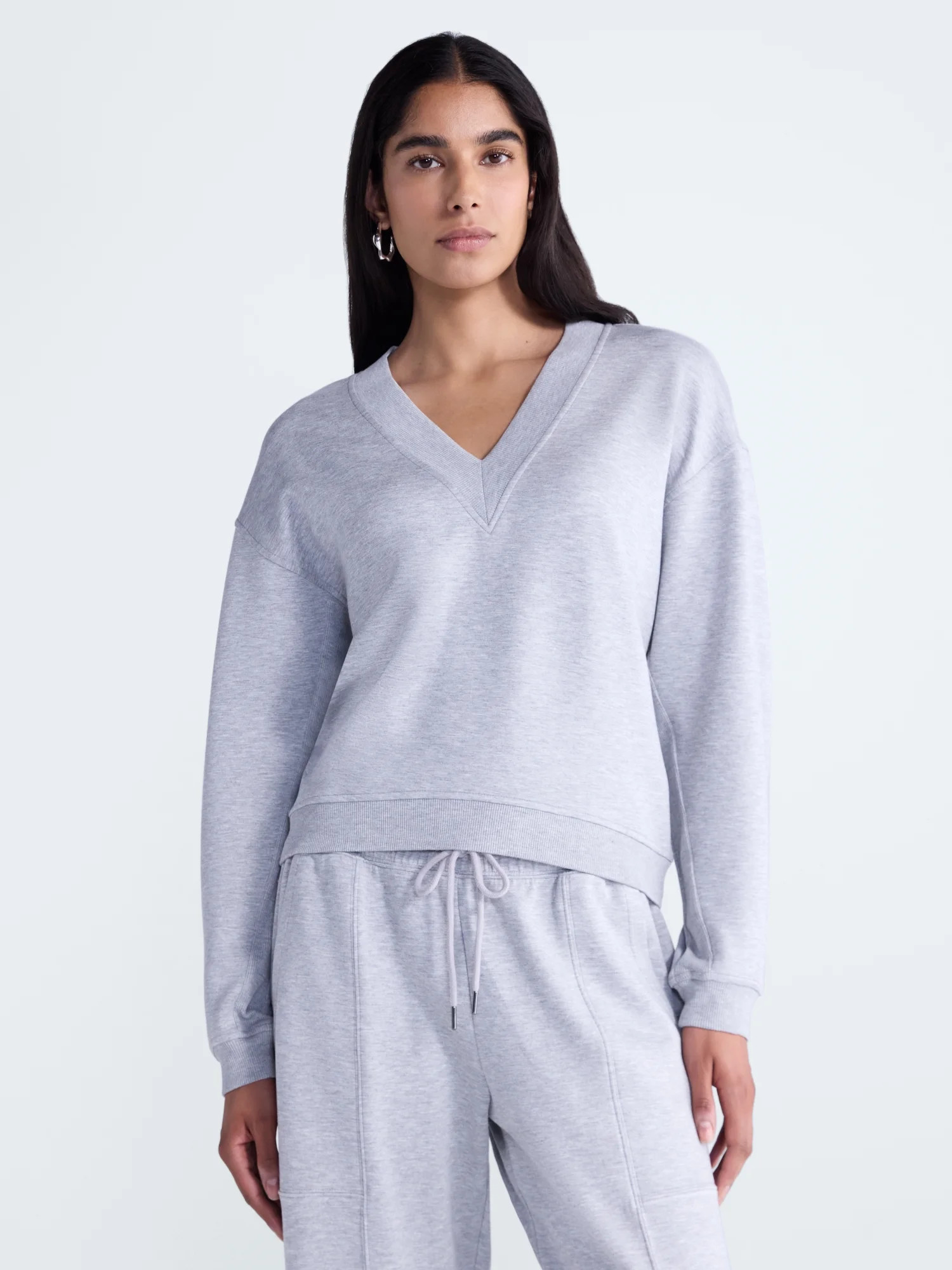Scoop Women's and Women's Plus V-Neck Sweatshirt, Sizes XS-4X - Walmart.com | Walmart (US)