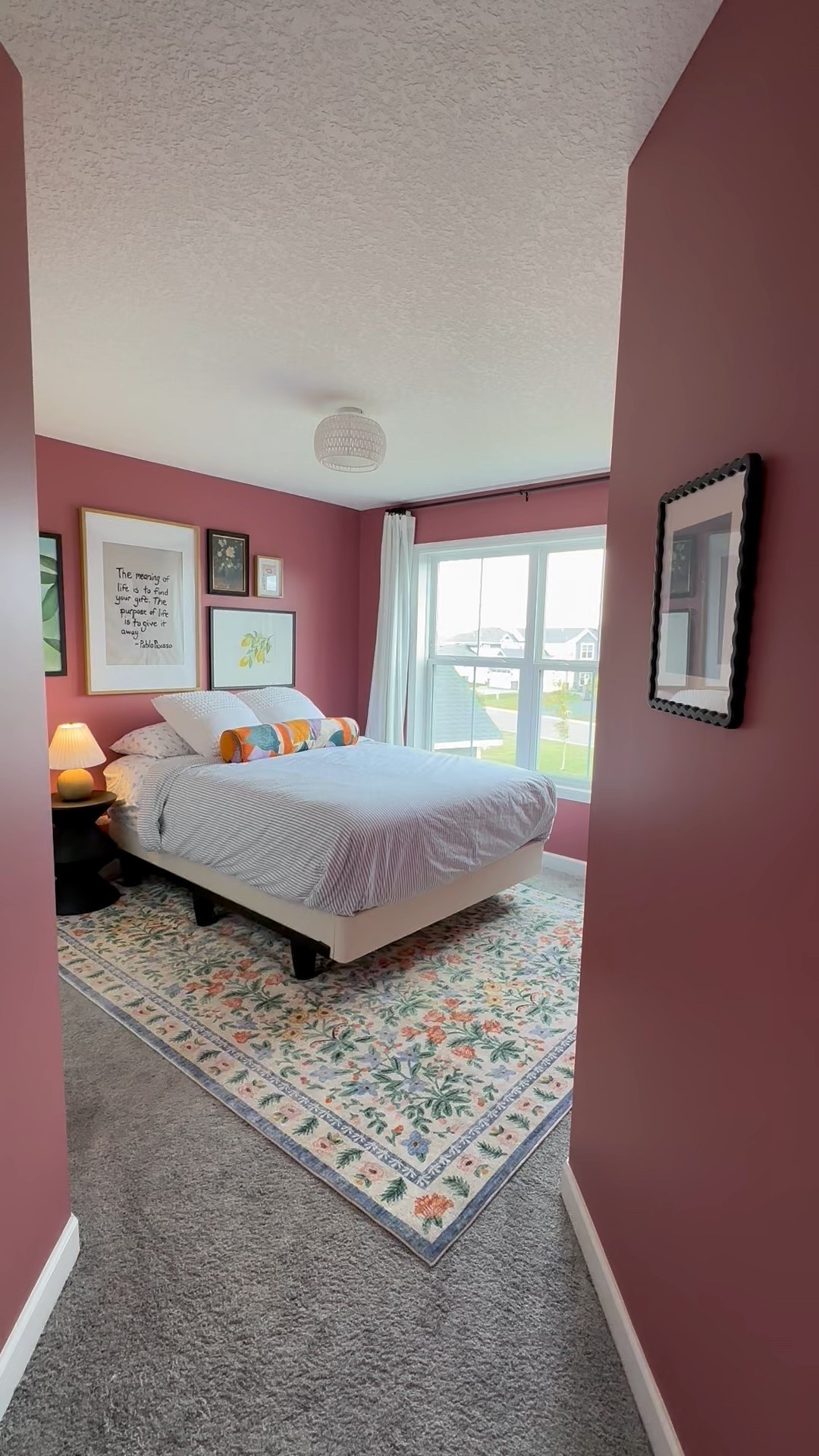 Love our guest bedroom room makeover! Paint is heirloom rose by Behr 