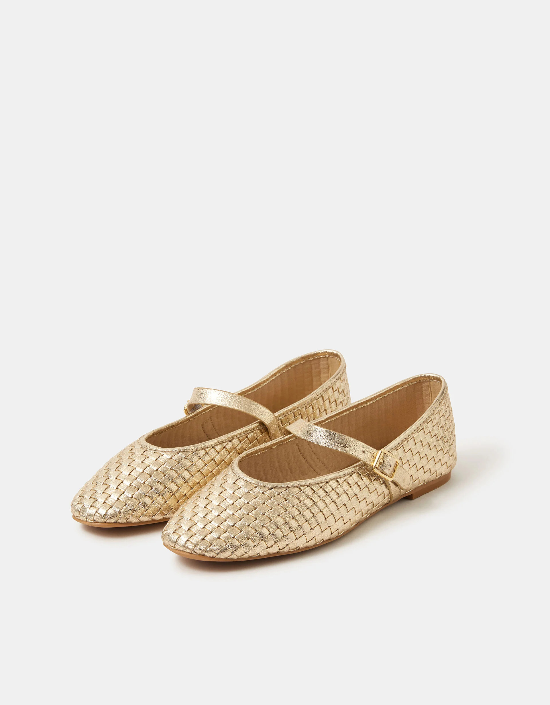 Woven Mary Jane Ballet Flats Gold | Accessorize (Global)