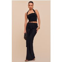 Black Double Layer Burnout Mesh Wrap Front Maxi Skirt | PrettyLittleThing UK