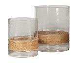 Signature Design by Ashley Eudocia Coastal 2 Piece Glass Candle Holder Set with Rope Base, Clear ... | Amazon (US)