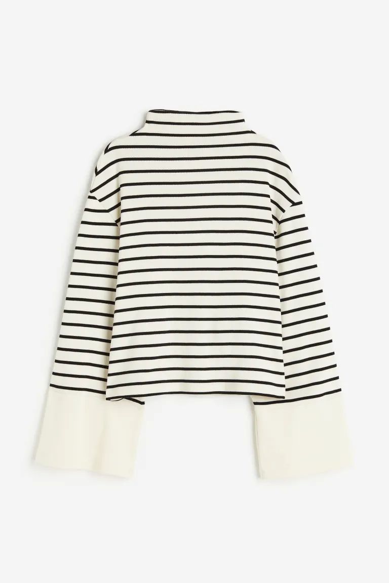 Cotton Jersey Top - White/striped - Ladies | H&M US | H&M (US + CA)