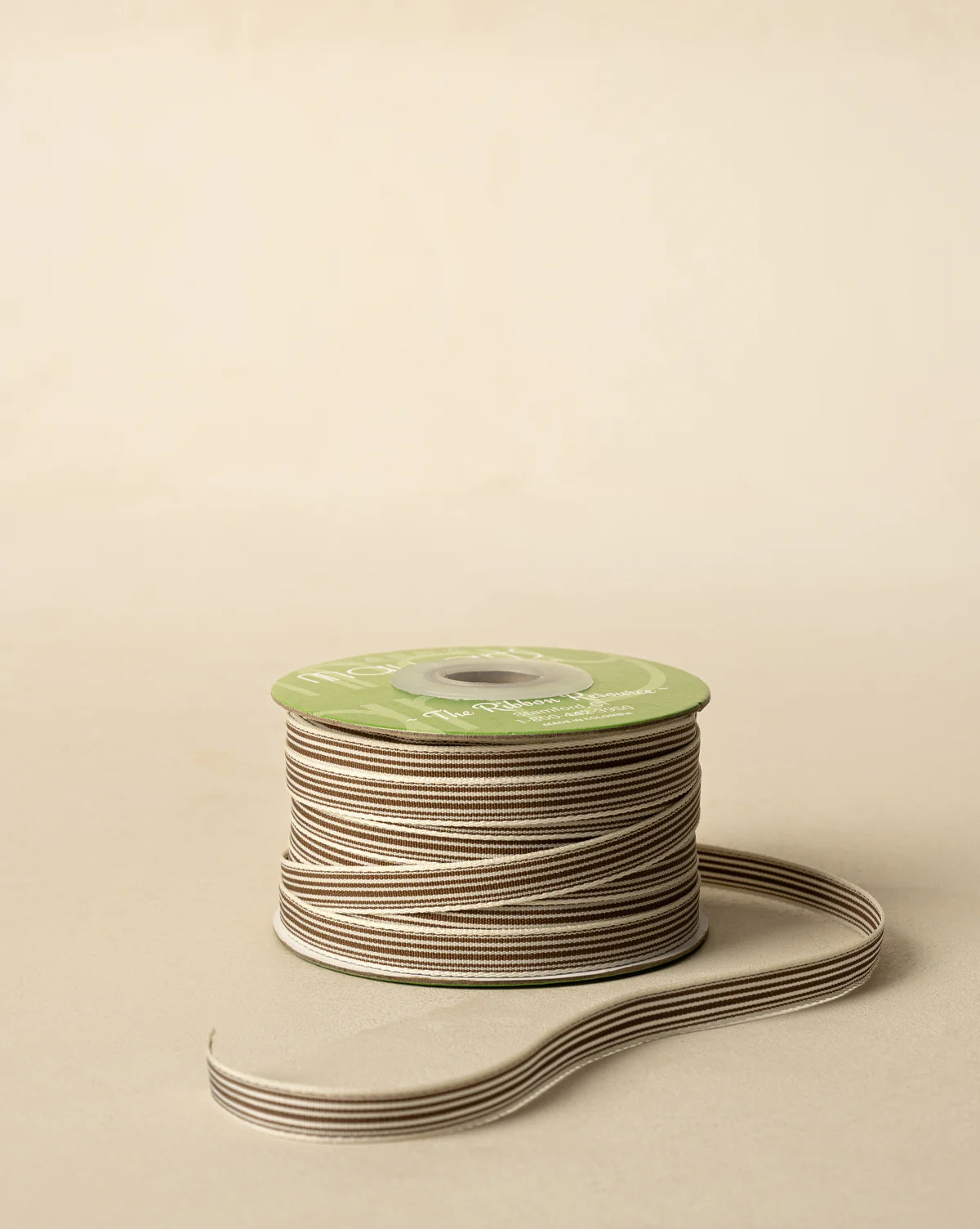 Oatmeal & Brown Woven Grosgrain Stripe Ribbon | McGee & Co. (US)