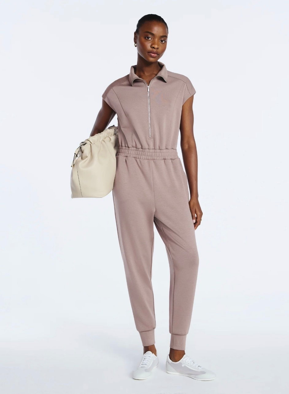 Scoop Women's and Women's Plus New Scubaknit Jumpsuit, Sizes XS-4X. Fits TTS! Comes in mushroom and black soot. I’m a size 4/6 and got the small as the small fits size 4/6  

#LTKootd #LTKOver40 #LTKTall
