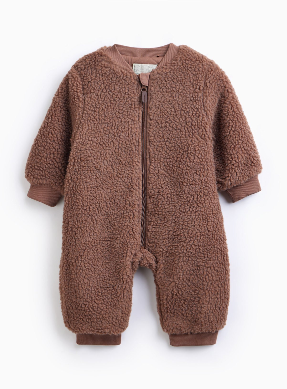 Brown Borg Fleece Pramsuit Up to 3 mths | argos.co.uk