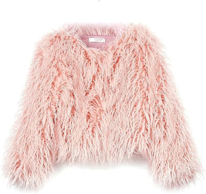 YUAKOU Women's Shaggy Faux Fur Outwear Coat Jacket Long Sleeve Warm Winter | Amazon (US)