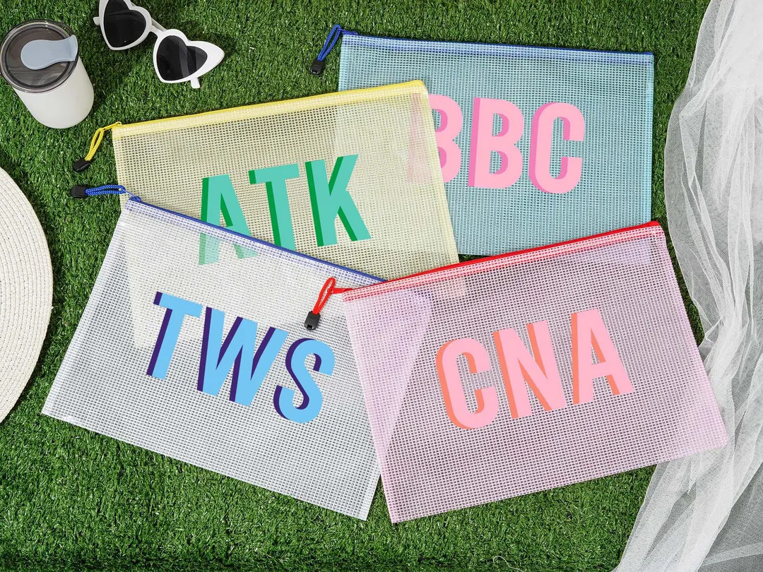 Shadow Monogram Pool Bag,personalized Bridesmaid Beach Pouch,custom Summer Pool Bag,bridesmaid Gi... | Etsy (US)