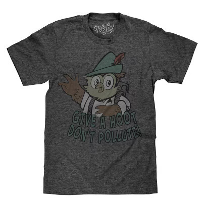 Tee Luv Woodsy Owl Give a Hoot Don't Pollute T- Shirt - Gray Medium | Target