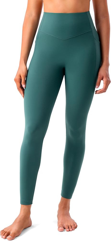 YUNOGA HugMotion No Front Seam Leggings for Women with Pockets - 25 Inches High Waisted Buttery S... | Amazon (US)
