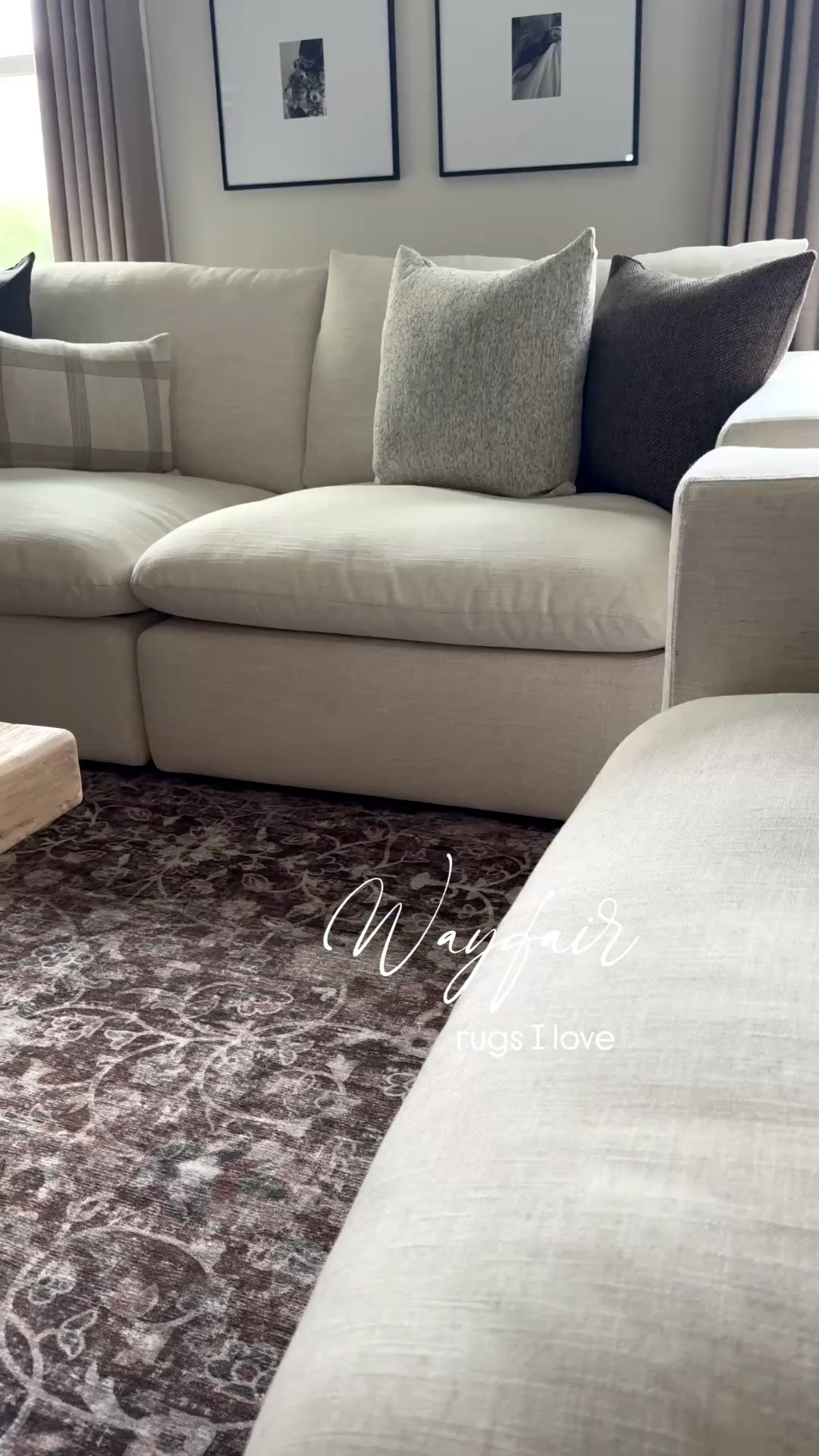 Cream rug, washable rug, brown floral rug, ivory plaid rug, wayfair rugs