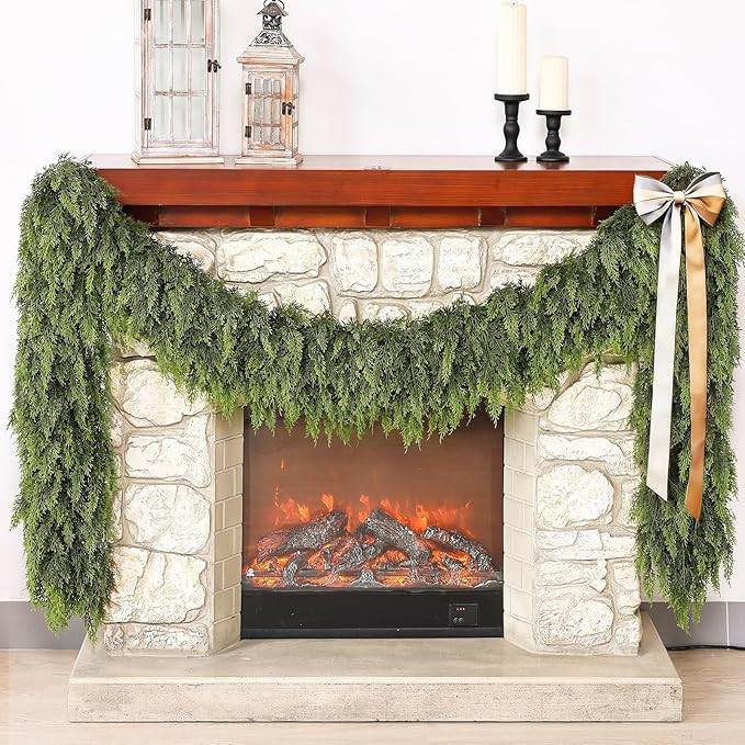 Real Touch Cedar Garland - Artificial Christmas Garlands Faux Green Cedar Fake Pine Needles Garla... | Amazon (US)