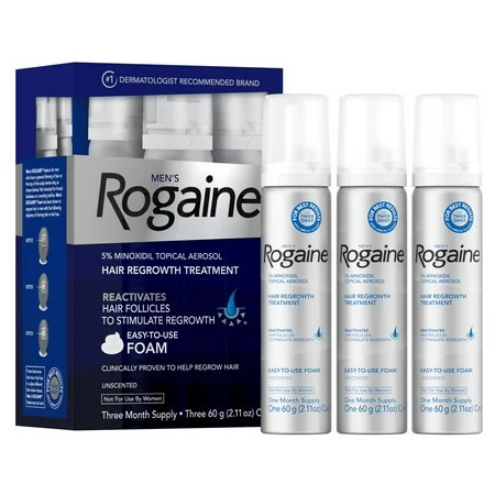Men's Rogaine 5% Minoxidil Foam Hair Regrowth Treatment, 3-Mo Supply | Walmart (US)
