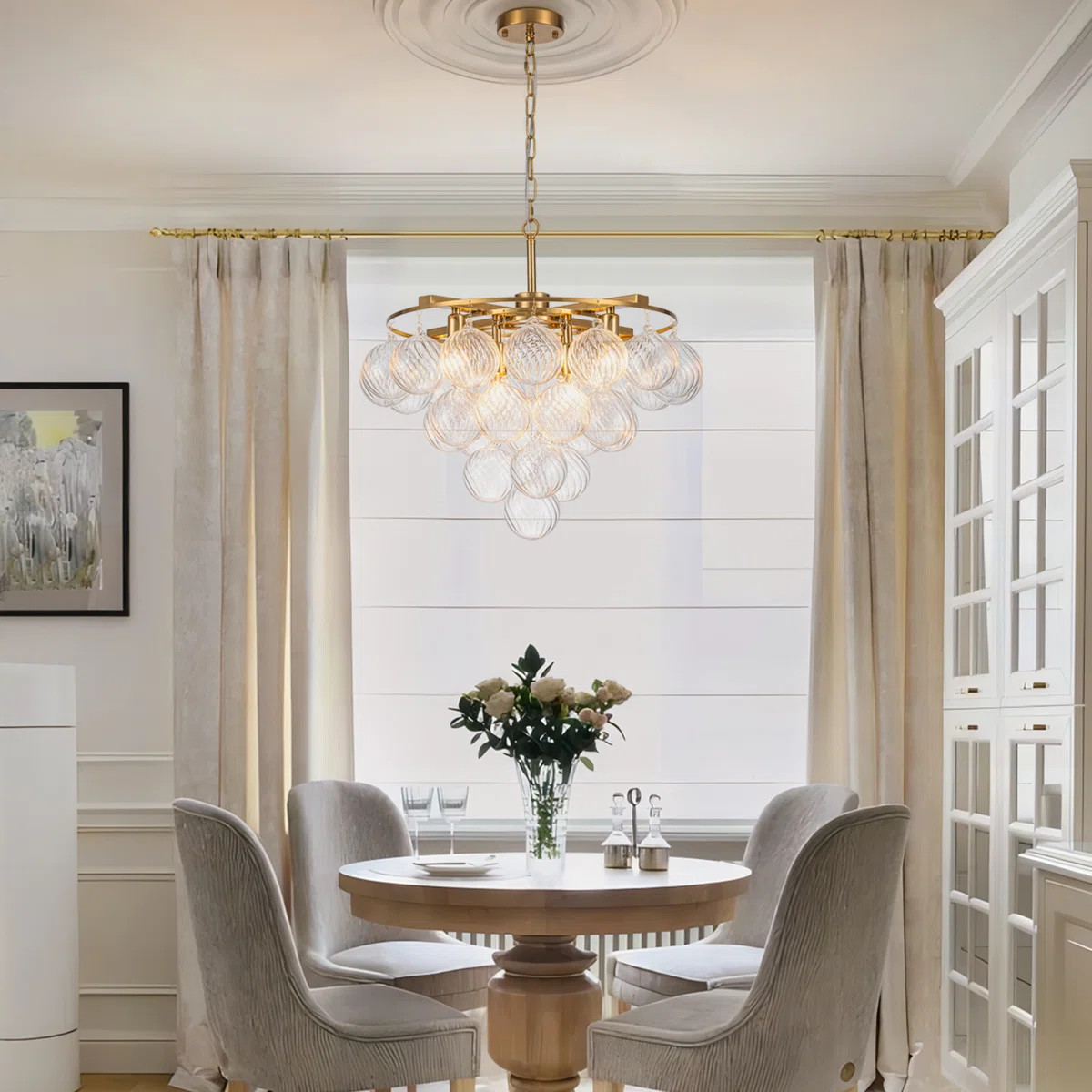 Yader 8 - Light Dimmable Tiered Bubble Chandelier with Textured Globe Glass | Wayfair North America