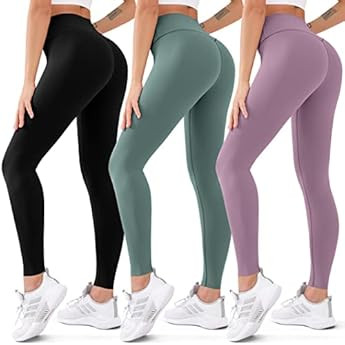 3 Pack Leggings for Women-No See-Through High Waisted Tummy Control Yoga Pants Workout Running Leggi | Amazon (US)