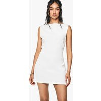 boohoo Women's Slash Neck Fit & Flare Micro Mini Dress in Ivory | Size: 10 | Woven | boohoo (US & Canada)