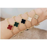 High Quality 15mm Five Clover Bracelet, 18K Gold Plated, Sizes Available in 6.50"", 7.09"" & 7.50"", | Etsy (US)