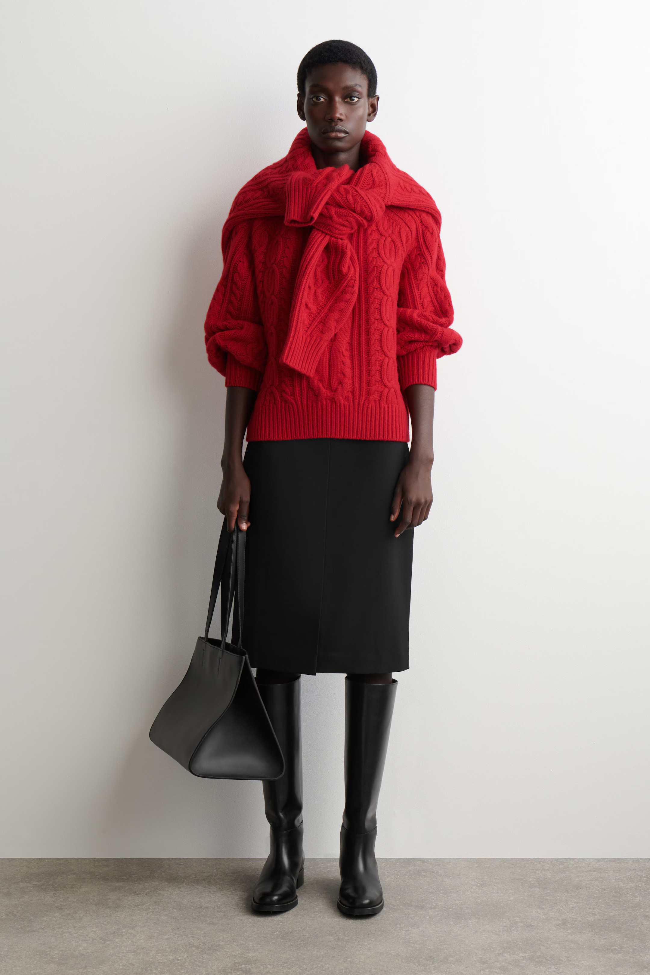 CABLE-KNIT WOOL-CASHMERE JUMPER - RED | COS GB | COS UK